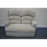 A BEIGE HSL TWO SEATER SOFA, length 136cm (condition:- couple of small marks)