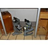 TWO MID - CENTURY STEREOSCOPIC MICROSCOPES, comprising a Watson Barnet 143368 with wooden case and