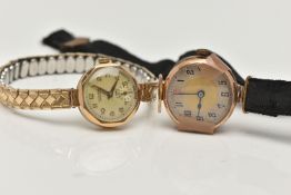 TWO LADYS WRISTWATCHES, the first a mid 20th century watch, round bi-colour dial, Arabic numerals,