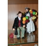 A PAIR OF ROYAL DOULTON FIGURES, comprising HN1843 'Biddy Penny Farthing' and ' The Balloon Man'