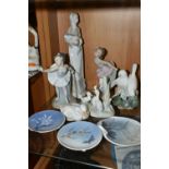 A GROUP OF CERAMICS, comprising two Nao figures of ballerinas, a Nao figure group of three ducks,