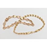 TWO 9CT GOLD BRACELETS, the first a yellow gold Italian fancy link bracelet, approximate length