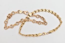 TWO 9CT GOLD BRACELETS, the first a yellow gold Italian fancy link bracelet, approximate length