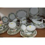 A WEDGWOOD 'SANTA CLARA' PATTERN DINNER SET, comprising a twin handled covered tureen, three oval