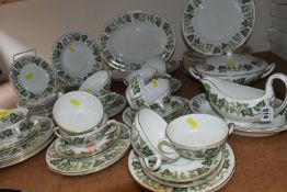 A WEDGWOOD 'SANTA CLARA' PATTERN DINNER SET, comprising a twin handled covered tureen, three oval