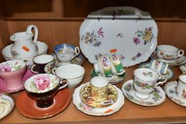 A COLLECTION OF HAND PAINTED AYNSLEY AND HAMMERSLEY TEAWARE, comprising an Aynsley coffee cup and