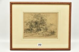 CIRCLE OF DAVID COX (1783-1859) WOODLAND SCENE, no visible signature, charcoal on paper, approximate