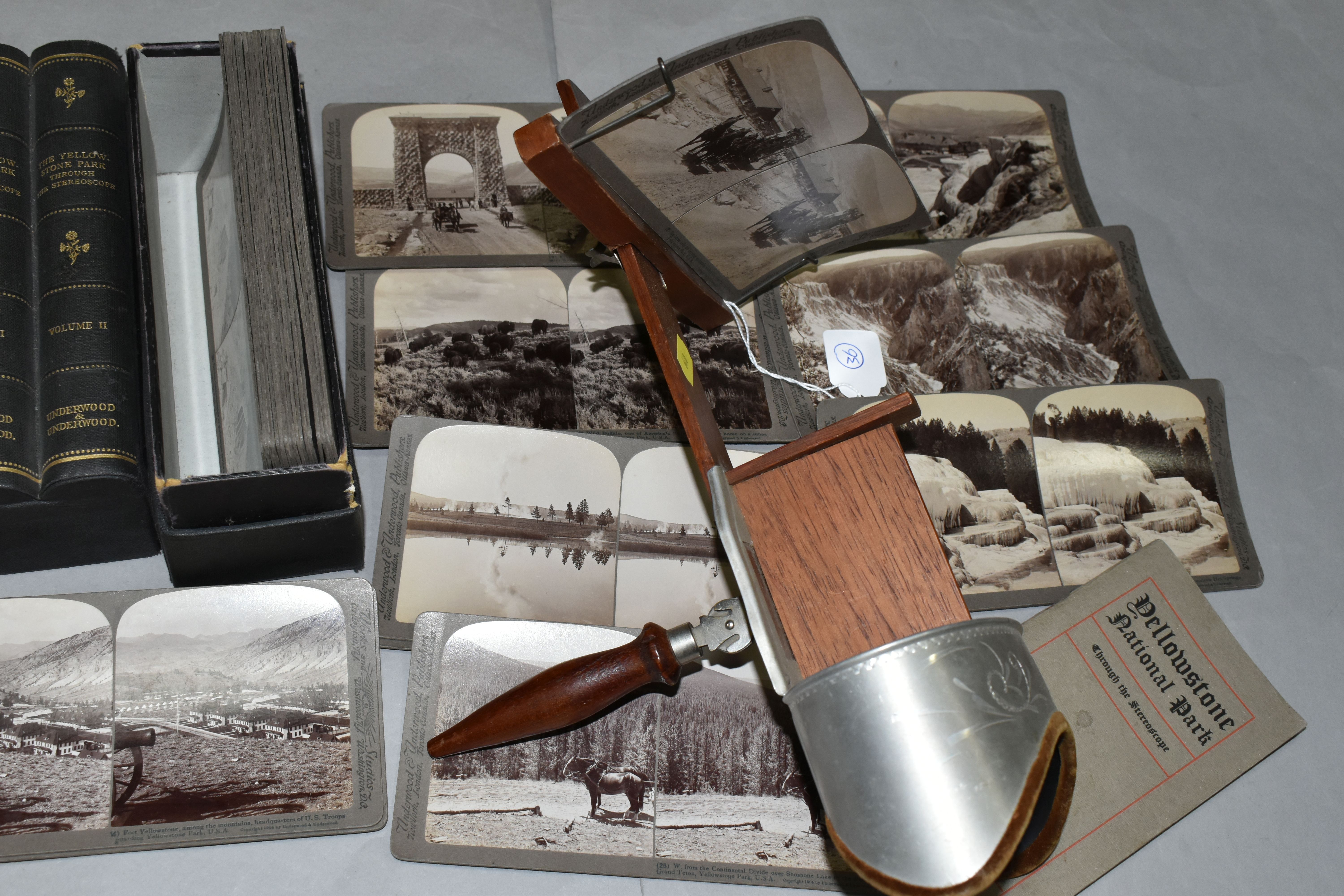 A CASED SET OF UNDERWOOD AND UNDERWOOD 'THE YELLOWSTONE PARK THROUGH THE STEREOSCOPE' STEREOCARDS, - Image 3 of 5
