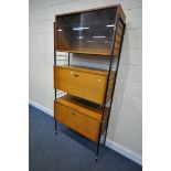 A MID CENTURY LADDERAX MODULAR ROOM DIVIDING SHELVING SYSTEM, comprising two metal laddered