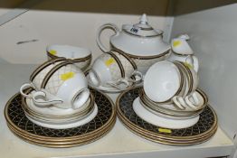 A ROYAL DOULTON 'BARONESS' H5291 PATTERN TEA SET, comprising teapot, milk jug, sugar bowl, six cups,
