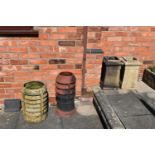 FOUR VINTAGE CHINMEY POTS including a pair of tapered square section height 54cm Condition some