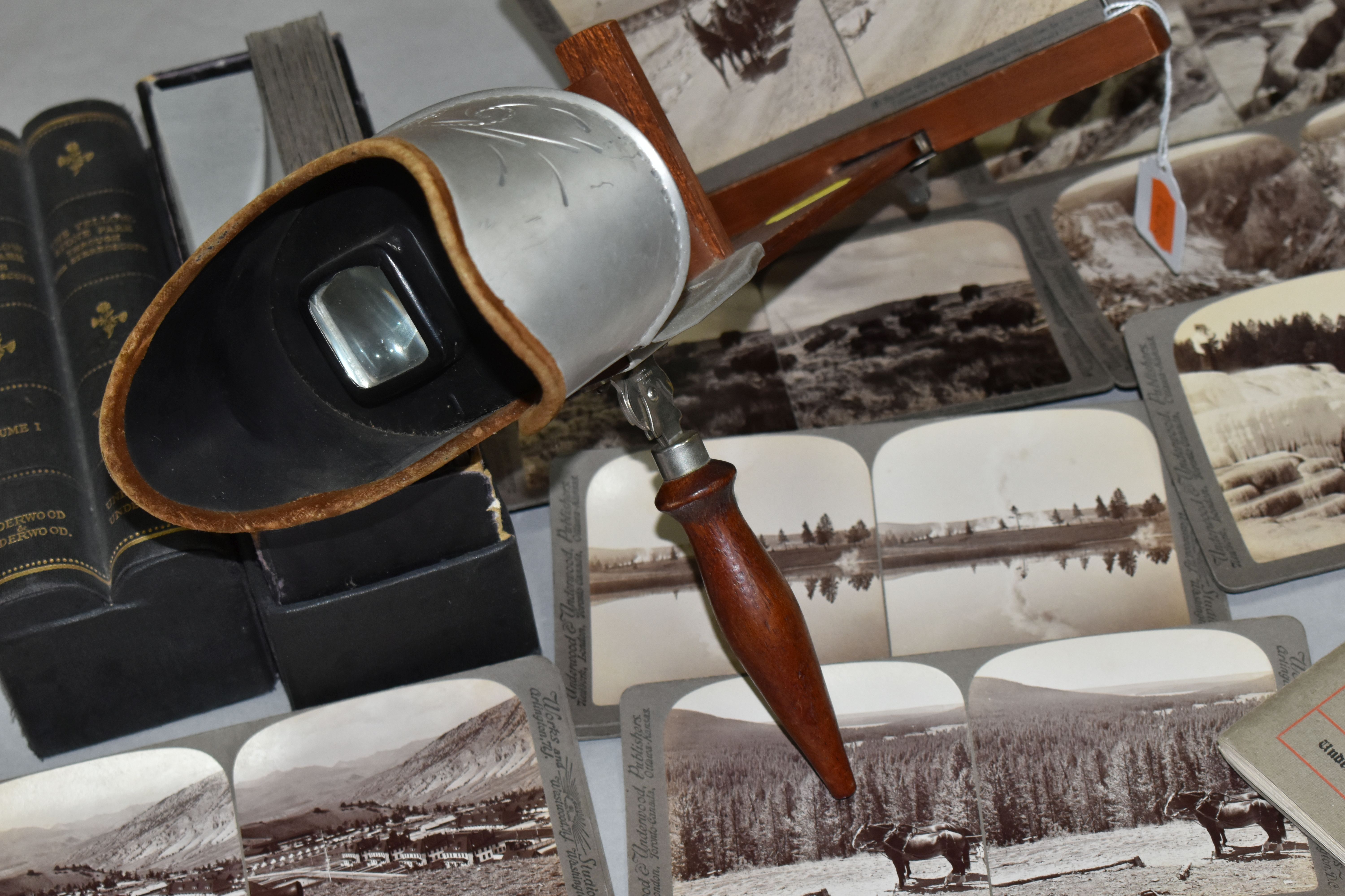 A CASED SET OF UNDERWOOD AND UNDERWOOD 'THE YELLOWSTONE PARK THROUGH THE STEREOSCOPE' STEREOCARDS, - Image 2 of 5