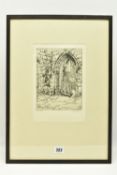WILFRID L. VINSON (20TH CENTURY) 'BOLTON ABBEY', a dry point etching depicting the ruins of the