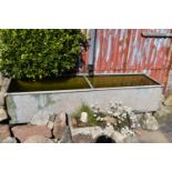 A LARGE GALVANIZED METAL WATER TROUGH width 186cm depth 49cm height 39cm ( this lot is not sold on