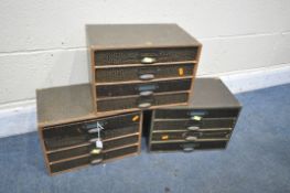 THREE CANTO SERIES OFFICE DESK DRAWERS, two labelled width 38cm x depth 25cm x height 26cm (