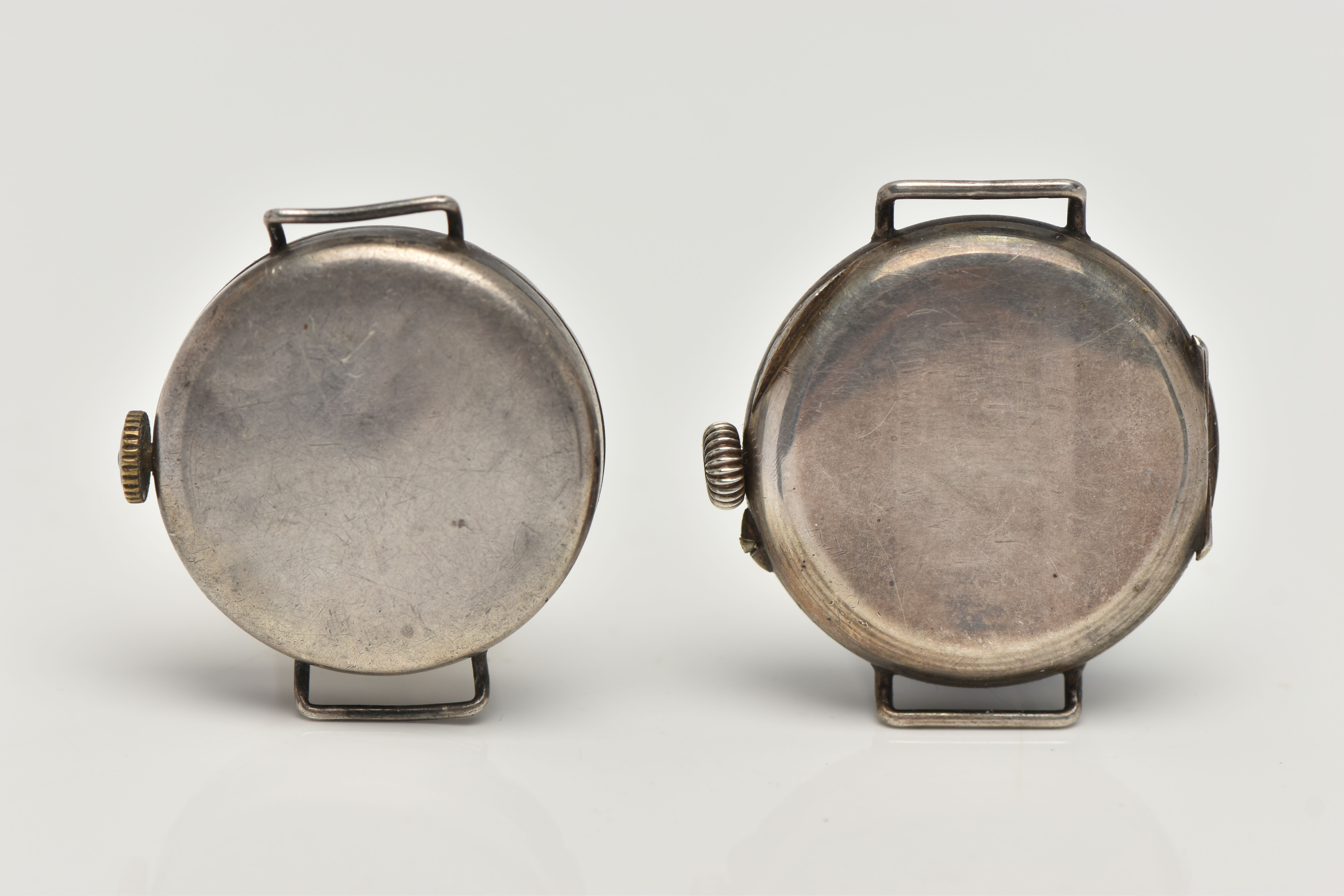 TWO EARLY 20TH CENTURY SILVER WATCH HEADS, the first with blue enamel detail, hallmarked London - Image 2 of 4