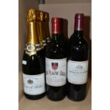 WINE & CHAMPAGNE, Nine Bottles comprising three bottles of CHATEAU LES HAUTS DE PONTET 1995