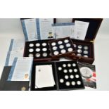 ROYAL MINT UK ONE POUND SILVER PROOF ANNIVESARY COLLECTION OF GOLD LAYERED COINS, on Stering