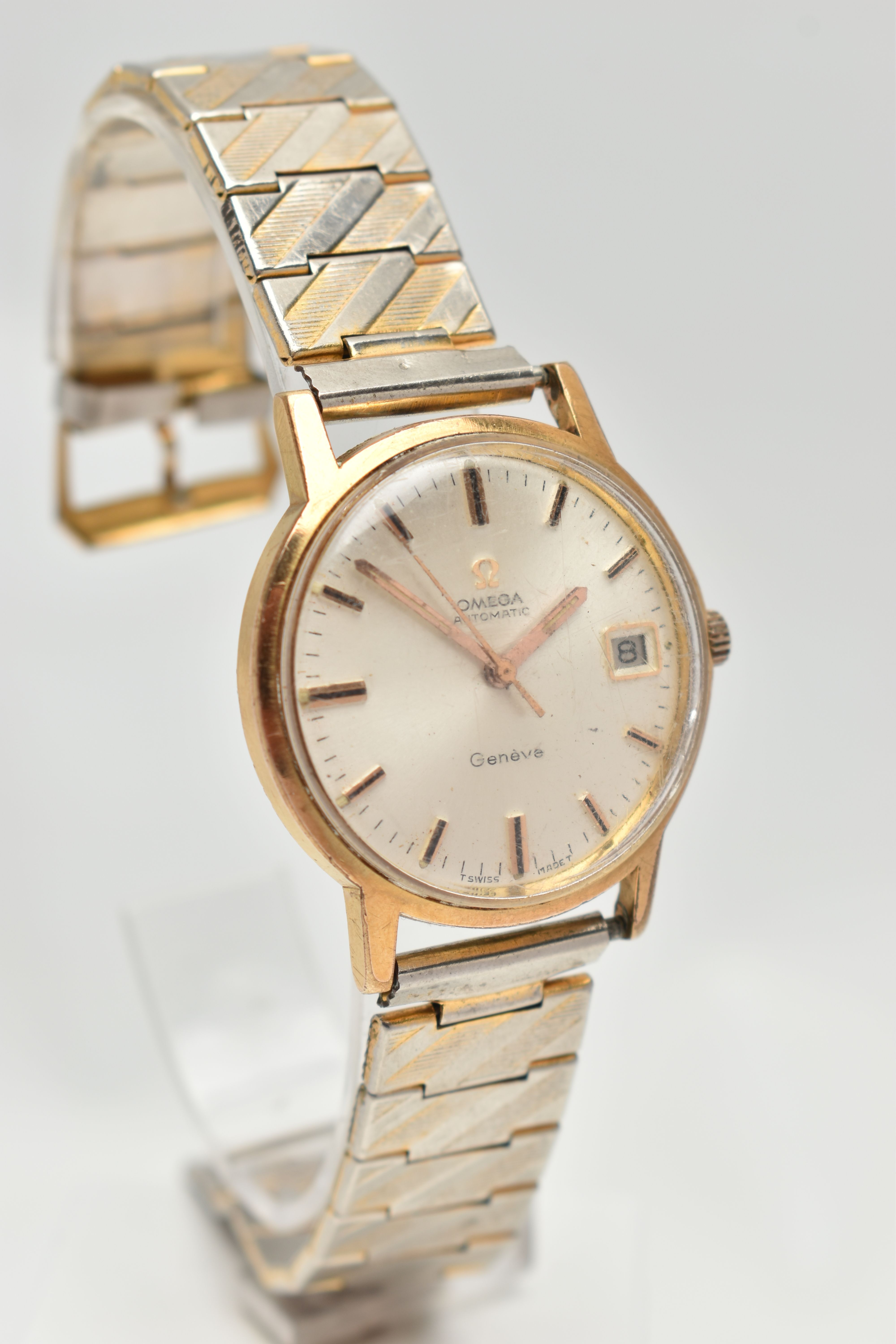 AN ‘OMEGA’ WRISTWATCH, automatic movement, round dial signed ‘Omega’ automatic Geneve, baton - Image 2 of 5