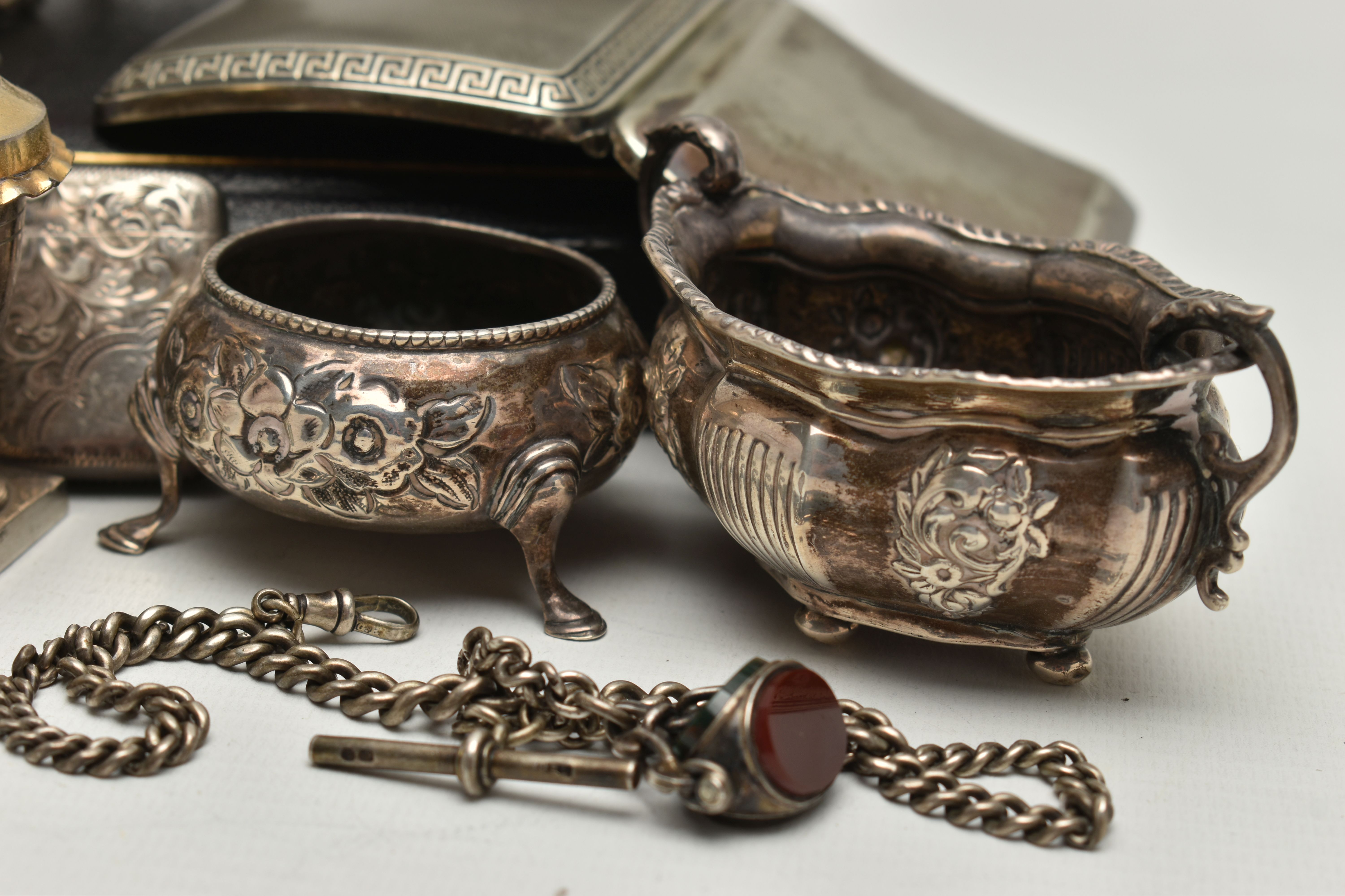 A BOX OF ASSORTED SILVER ITEMS, to include a cased set of six old English pattern silver - Image 12 of 14