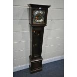 AN OAK METAMEC GRANDDAUGHTER CLOCK, with a brass and silvered dial, height 155cm, along with a