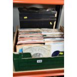 A TRAY AND A CASE CONTAINING OVER TWO HUNDRED 78s AND 7 INCH SINGLES including Elvis Presley, Roy