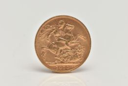 AN EDWARD VII FULL GOLD SOVEREIGN COIN, depicting King Edward VII, George and the Dragon dated 1910,