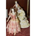 THREE COALPORT FIGURINES, comprising Ladies of Fashion 'Grand Entrance', 'Strawberry Fayre' (tiny