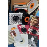 A TRAY AND A CASE CONTAINING OVER ONE HUNDRED AND SIXTY LPs AND 7 INCH SINGLES including a number of