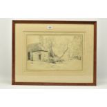 CIRCLE OF JAMES STARK (1794-1859) LANDSCAPE WITH BARN, unsigned pencil sketch, attribution verso,