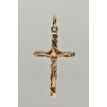A LARGE 9CT GOLD CRUCIFIX PENDANT, yellow gold pendant, approximate length excluding bail 46mm,