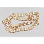 A 9CT GOLD CURB LINK CHAIN, flat curb link chain fitted with a lobster clasp, hallmarked 9ct