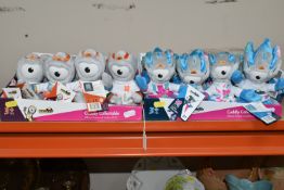 TWO NEW AND UNUSED RETAIL DISPLAY CASES OF CUDDLY COLLECTABLE 2012 OYLMPIC MASCOTS, to include