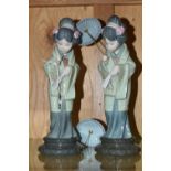 TWO LLADRO 'ORIENTAL SPRING' 4988 FIGURES, designed by Salvador Debon, issued 1971-1974, height 28.