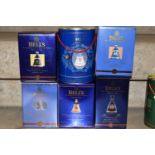 BELL'S WHISKY, Six Royal Commemorative Porcelain Decanters comprising the 90th Birthday of Her