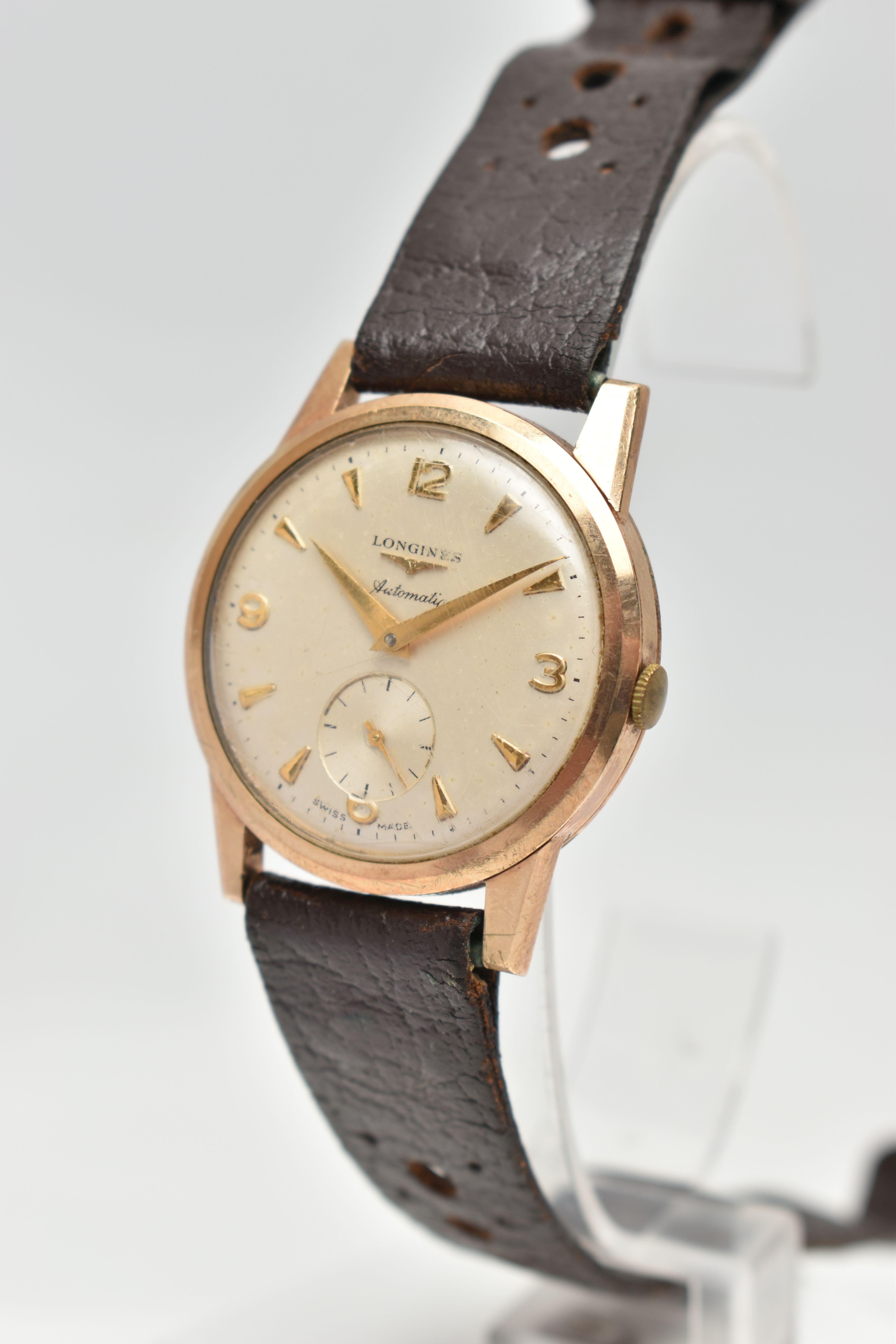 A GENTS 9CT GOLD 'LONGINES' AUTOMATIC WRISTWATCH, round silver dial signed 'Longines Automatic' - Image 3 of 6