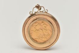 A FULL SOVEREIGN PENDANT, George and the Dragon 1907, Edward VII to the obverse, set into a large