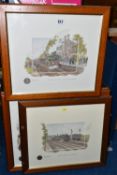 ROGER CLARKE (CONTEMPORARY) FOUR TRAIN THEMED HAND COLOURED ILLUSTRATIONS, signed and titled to