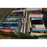 FIVE BOXES OF BOOKS & MAGAZINES containing approximately 105 miscellaneous book titles in hardback