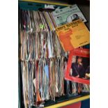 A TRAY CONTAINING APPROX THREE HUNDRED 7 INCH SINGLES artists includeGerry and the Pacemakers. Free,