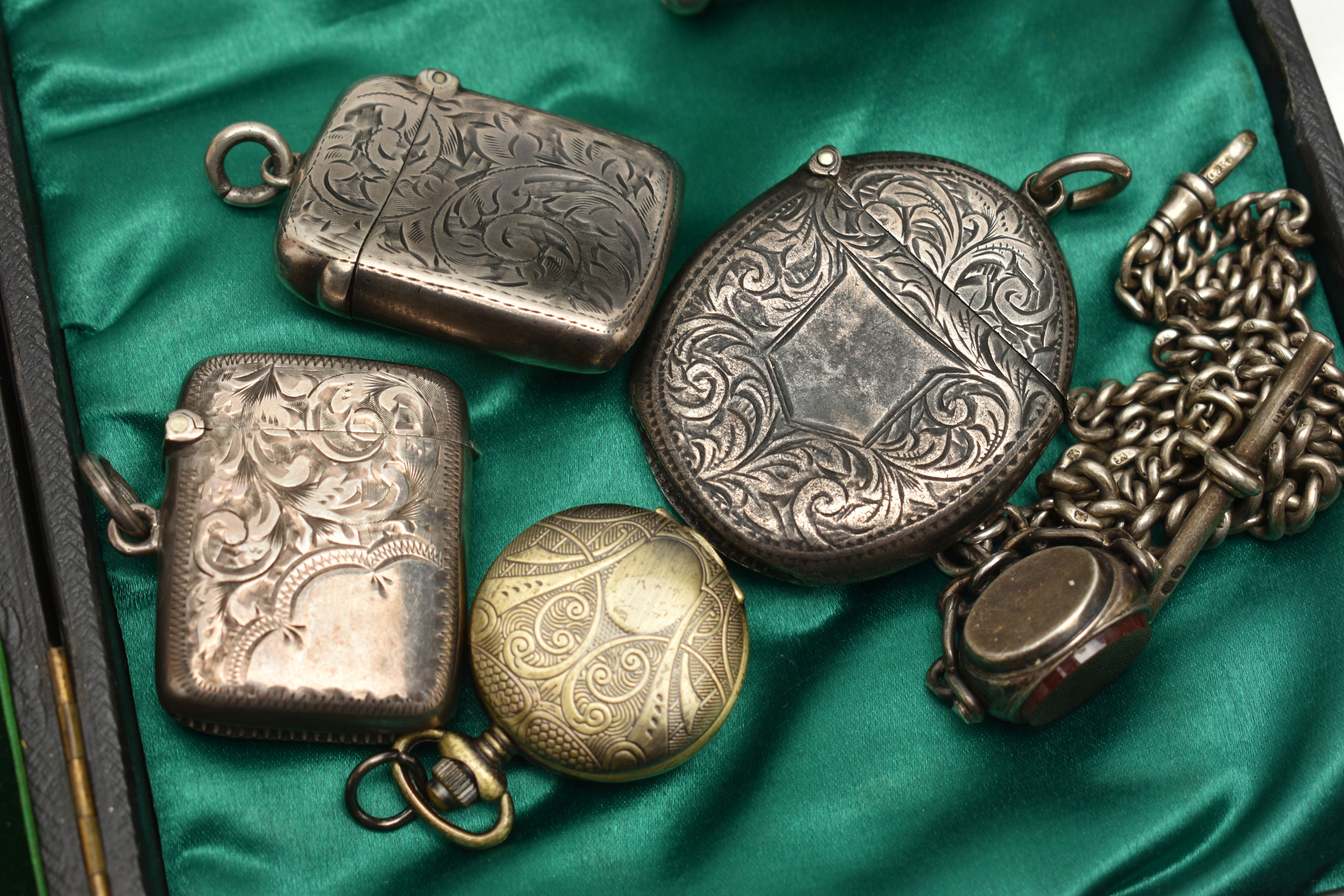 A BOX OF ASSORTED SILVER ITEMS, to include a cased set of six old English pattern silver - Image 10 of 14