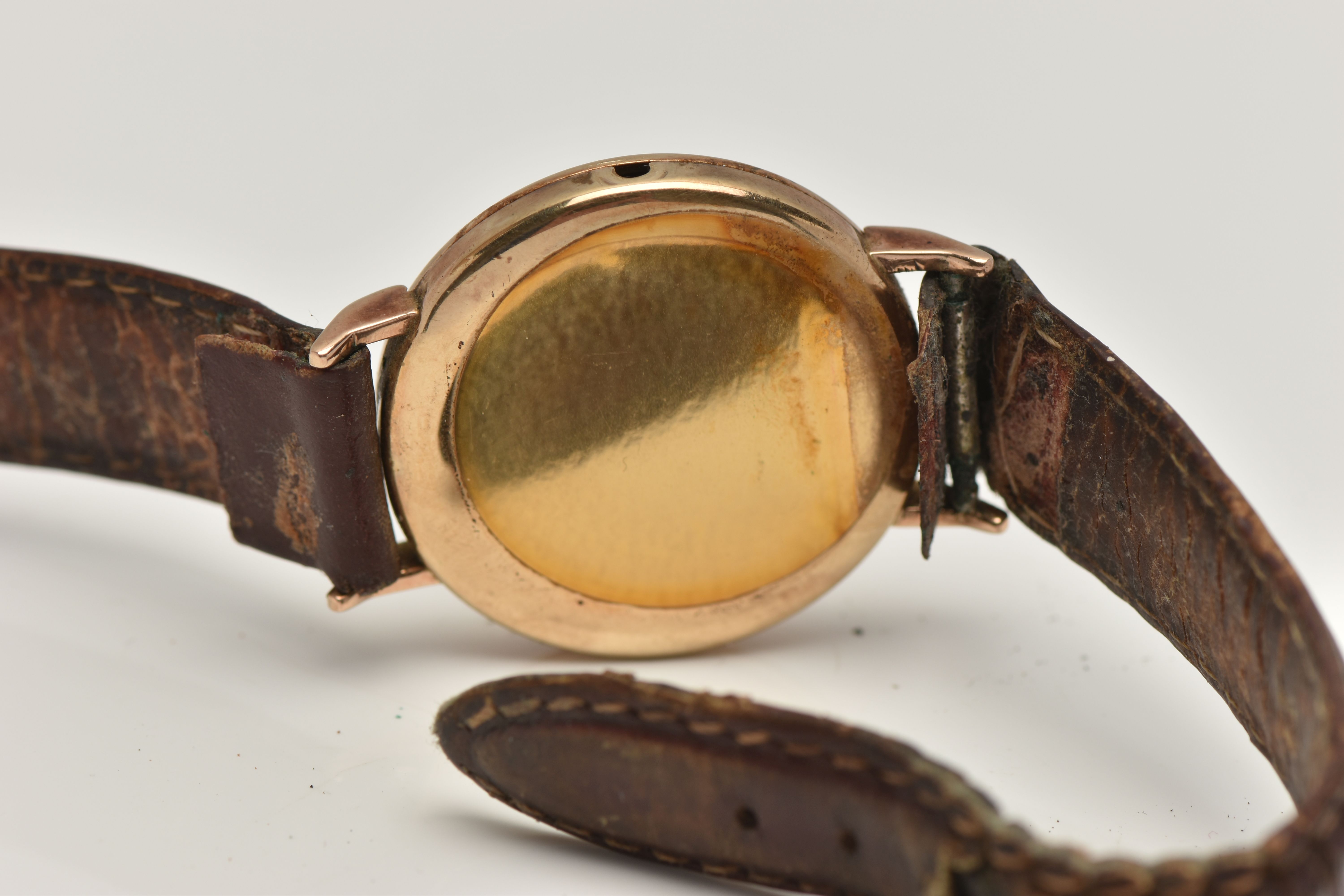 A GENTS 9CT GOLD 'J.W.BENSON' WRISTWATCH, manual wind (missing crown), round silvered dial signed ' - Bild 5 aus 6