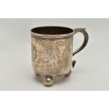 A LATE VICTORIAN SILVER CUP, polished cup, engraved initial monogram to the front, fitted with a