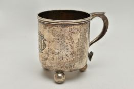 A LATE VICTORIAN SILVER CUP, polished cup, engraved initial monogram to the front, fitted with a