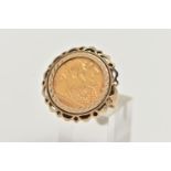 A HALF SOVEREIGN RING, George and the Dragon 1907, Edward VII to the obverse, set into 9ct yellow