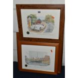 ROGER CLARKE (CONTEMPORARY) THREE HAND COLOURED ILLUSTRATIONS, comprising two fishing trawler