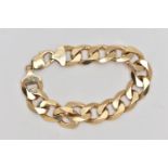 A 9CT GOLD CURB LINK BRACELET, heavy wide curb link bracelet, approximate width 13.9mm, fitted