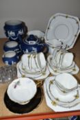A COLLECTION OF ADAM'S JASPERWARE BLUE DIP, comprising teapot (chipped spout and lid), milk jug,