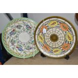 TWO CROWN DUCAL CHARLOTTE RHEADE CHARGERS, comprising a 'Trellis' pattern charger c1946 , diameter