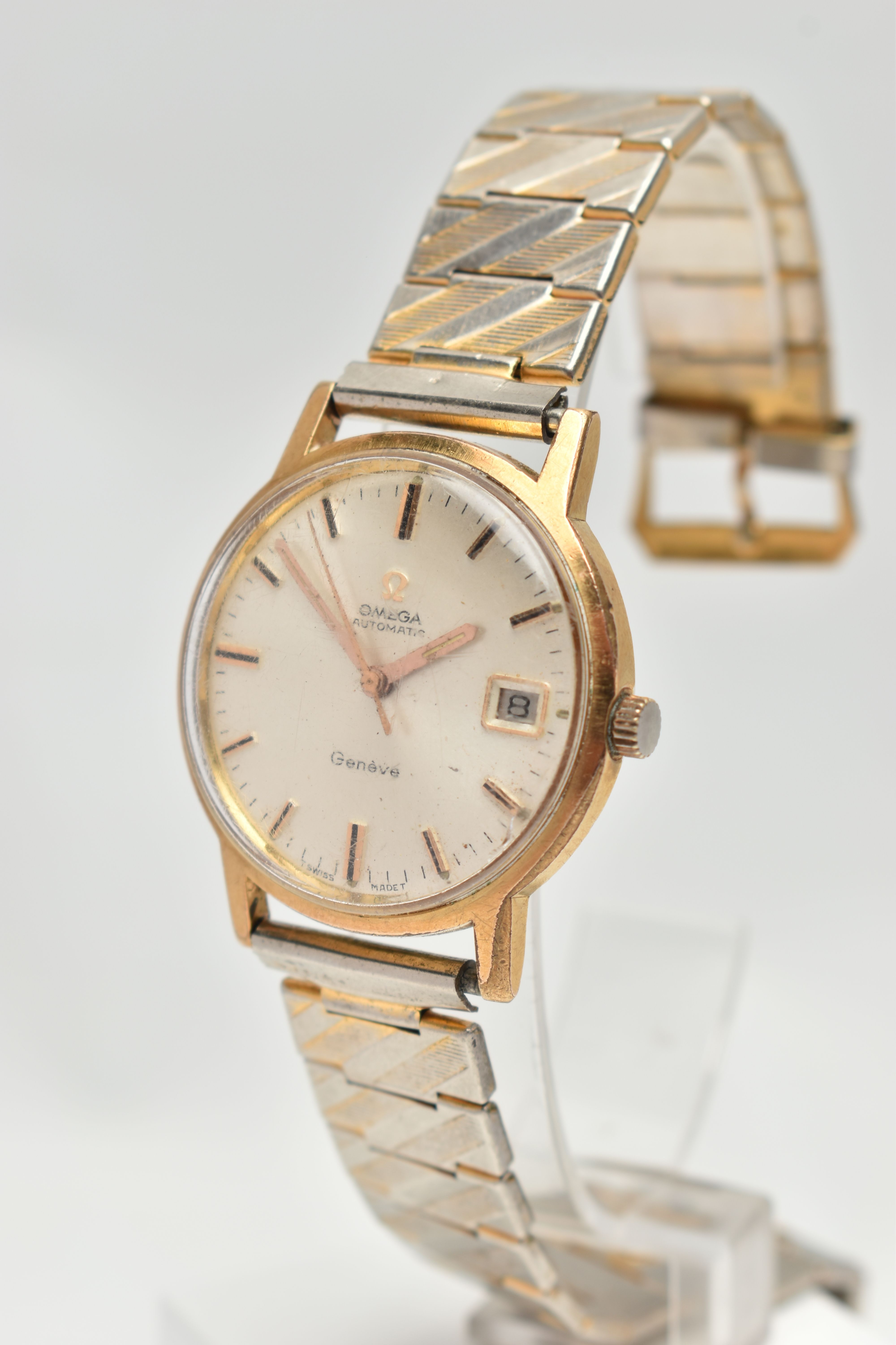 AN ‘OMEGA’ WRISTWATCH, automatic movement, round dial signed ‘Omega’ automatic Geneve, baton - Image 3 of 5